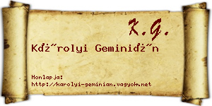 Károlyi Geminián névjegykártya